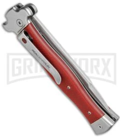 AGA Campolin Zero Red G-10 Leverlock Automatic Knife - Bayonet Stonewash Plain -Aga Campolin AGA Campolin Zero G 10 Red SW AGA01R SWB BP 20046 jr side large