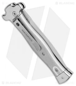 AGA Campolin Zero Dagger Leverlock Automatic Knife Aluminum (3.75" Tumbled) -Aga Campolin AGA Campolin Zero Gray Aluminum LL Dagger Tumbled AGA01ALP D BHQ 99915 jr side