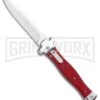 AGA Campolin Zero Red Aluminum Leverlock Automatic Knife - Bayonet Tumbled Plain -Aga Campolin AGA Campolin Zero Italian LL Auto Red Aluminum Tumbled BHQ 95350 jr large