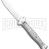 AGA Campolin Zero Gray Aluminum Leverlock Auto Knife - Bayonet Tumbled