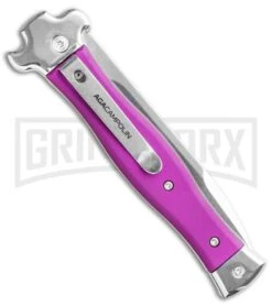 AGA Campolin Zero Violet Leverlock Auto Knife - Bayonet Tumbled 8 AGA Campolin Zero Violet Leverlock Auto Knife - Bayonet Tumbled -Aga Campolin AGA Campolin Zero Italian Leverlock Automatic Knife Violet G 10 3.75in Tumbled AGA01ALVI LB BHQ 113941 LS Side large