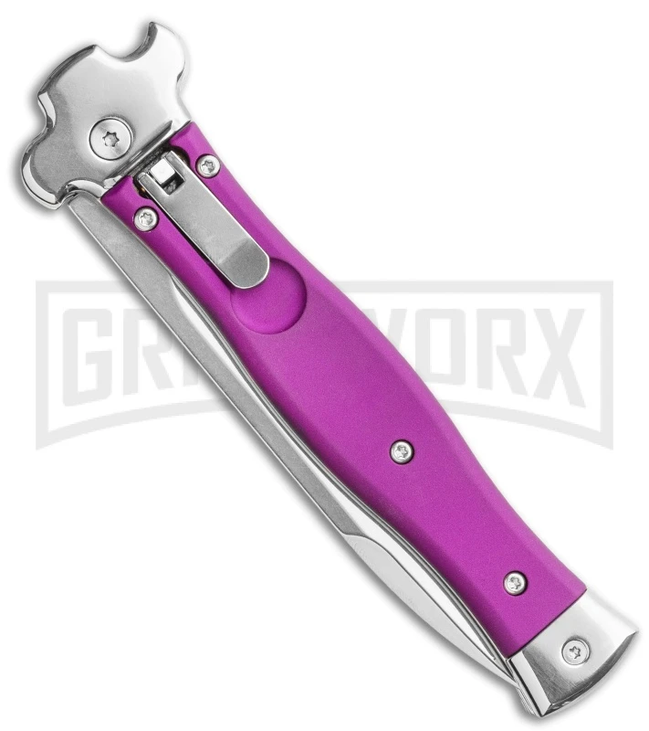 AGA Campolin Zero Violet Leverlock Auto Knife - Bayonet Tumbled 4 AGA Campolin Zero Violet Leverlock Auto Knife - Bayonet Tumbled - Image 2