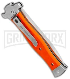 AGA Campolin Zero Orange G-10 Leverlock Automatic Knife - Bayo Satin Plain -Aga Campolin AGA Campolin Zero Orange G 10 LL Bayo Satin GX 19715 jr side large