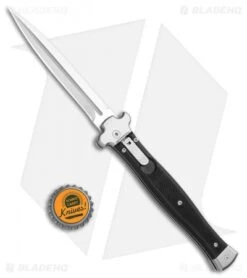 AGA Campolin Zero+ Italian Leverlock Automatic Knife Black G-10 (4.5"STN Dagger) -Aga Campolin AGA Campolin Zero Plus Italian LL Auto Black G 10 Dagger BHQ 110616 jr bottlecap