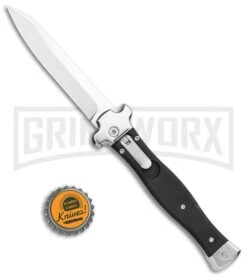 AGA Campolin Zero Smooth Black G-10 Leverlock Auto Knife - Reverse Tanto Plain -Aga Campolin AGA Campolin Zero Reverse Tanto LL Black G 10 Satin BHQ 117113 jr bottlecap large