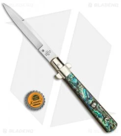 AGA Campolin 11" Frosolone Bayonet Stiletto Automatic Knife Abalone (5" Satin) -Aga Campolin AGA Frosolone Abalonel 11in Bayo BP 29299 jr bottlecap 2