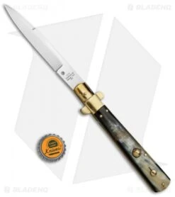 AGA Campolin 11" Frosolone Bayonet Stiletto Automatic Brazilian/Brass (5" Satin) -Aga Campolin AGA Frosolone Brazilian Brass 11in Bayo BP 29290 jr bottlecap