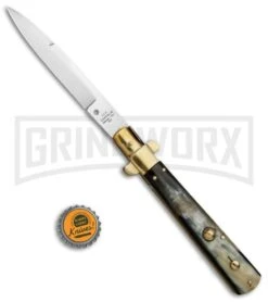 AGA Campolin 11" Frosolone Brazilian Horn/Brass Stiletto Automatic - Bayonet -Aga Campolin AGA Frosolone Brazilian Brass 11in Bayo BP 29290 jr bottlecap large
