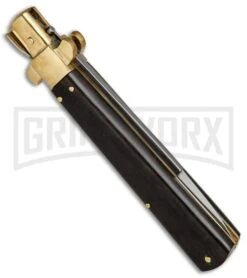 AGA Campolin 11" Frosolone Ebony/Brass Stiletto Automatic Knife - Bayonet -Aga Campolin AGA Frosolone Ebony Brass 11in Bayo BP 29295 jr side large