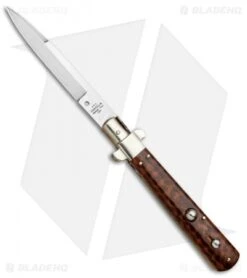AGA Campolin 11" Frosolone Bayonet Stiletto Automatic Snake Wood (5" Satin)