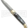 AGA Campolin Dark Horn Brass Lever Lock Automatic Knife - Damascus Plain 1 AGA Campolin Dark Horn Brass Lever Lock Automatic Knife - Damascus Plain -Aga Campolin AGA Lever Brass Damascus Braz Horn BP 18726 jr large