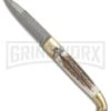 AGA Campolin Stag Horn Brass Lever Lock Automatic Knife - Damascus Plain 1 AGA Campolin Stag Horn Brass Lever Lock Automatic Knife - Damascus Plain -Aga Campolin AGA Lever Brass Damascus Stag BP 18727 jr large