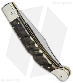 AGA Campolin 9" Sahara Italian Stiletto Automatic Knife Ram Horn (3.8" Mirror) -Aga Campolin Aga Campolin 9in Sahara Italian Stiletto Auto Ram Horn Mirror BHQ 90703 jr side