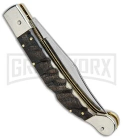 AGA Campolin Sahara Ram Horn Italian Stiletto Automatic Knife - Mirror Plain -Aga Campolin Aga Campolin 9in Sahara Italian Stiletto Auto Ram Horn Mirror BHQ 90703 jr side large