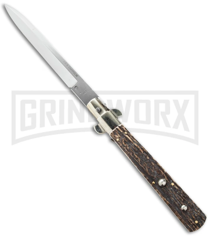 AGA Campolin 13" Italian Frosolone Stag Automatic Knife - Bayonet 3 AGA Campolin 13" Italian Frosolone Stag Automatic Knife - Bayonet