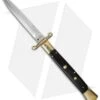 AGA Campolin 13" Swinguard Automatic Knife Brass/Ebony Wood (5.75" Satin Dagger) -Aga Campolin aga 13in swing brass ebony dagger cm