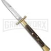 AGA Campolin 13" Stiletto Brass Swinguard Stag Horn Automatic Knife - Bayonet -Aga Campolin aga 13in swing stag bayo brass cm large