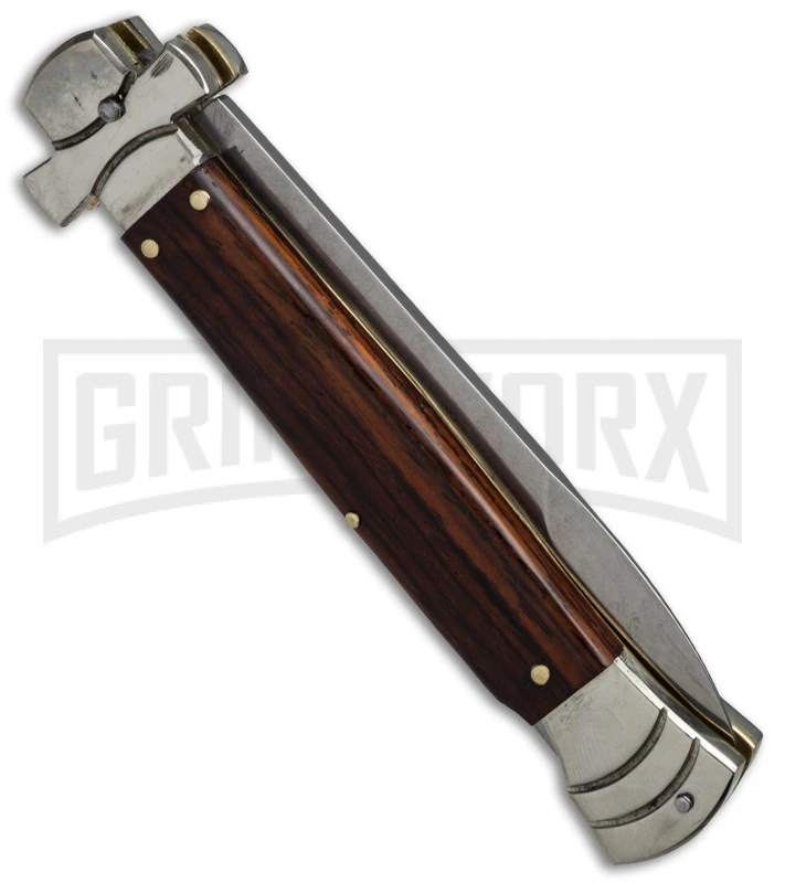 A.G.A. Campolin 9" Maltese Cross Stiletto Cocobolo Automatic Knife - Bayonet 4 A.G.A. Campolin 9" Maltese Cross Stiletto Cocobolo Automatic Knife - Bayonet - Image 2