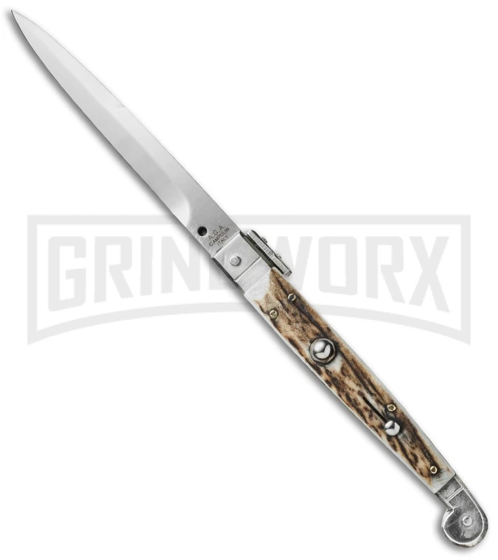 A.G.A. Campolin 9" Sicilian Stag Horn Picklock Automatic Knife - Bayonet 3 A.G.A. Campolin 9" Sicilian Stag Horn Picklock Automatic Knife - Bayonet