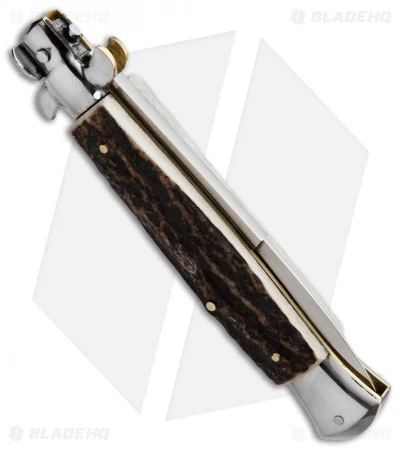 AGA Campolin 10" Brazilian Horn Picklock Stiletto Automatic Knife -Bayonet 4 AGA Campolin 10" Brazilian Horn Picklock Stiletto Automatic Knife -Bayonet - Image 2