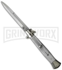 AGA Campolin 15" Italian Stiletto White Ring Pull Automatic Knife - Bayonet