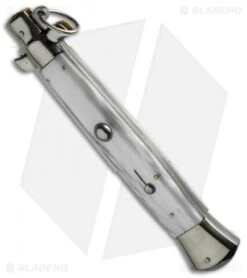 AGA Campolin 15" Ring Pull Automatic Italian Stiletto White (7" Satin Bayo) 6 AGA Campolin 15" Ring Pull Automatic Italian Stiletto White (7" Satin Bayo) -Aga Campolin aga campolin 15in white pearl ring pull bayo bp 18063 cm spine