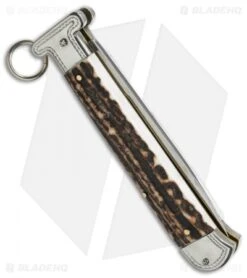 AGA Campolin 9" Francese Ring Pull Automatic Knife Stag Horn (3.7" Satin Flat) 7 AGA Campolin 9" Francese Ring Pull Automatic Knife Stag Horn (3.7" Satin Flat) -Aga Campolin aga campolin francese engraved stag side cm