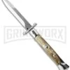 AGA Campolin 9" Italian Stiletto Swinguard Honey Horn Automatic Knife - Bayonet 1 AGA Campolin 9" Italian Stiletto Swinguard Honey Horn Automatic Knife - Bayonet -Aga Campolin aga campolin maniago italy 9in stilleto swinguard honey large