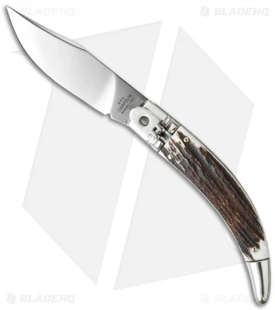 AGA Campolin Diana Lever Lock Automatic Knife Stag Horn (3.75" Satin) 3 AGA Campolin Diana Lever Lock Automatic Knife Stag Horn (3.75" Satin)