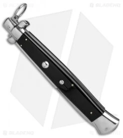 AGA Campolin 18" Ring Pull Automatic Italian Stiletto Black (8" Satin Bayo) -Aga Campolin aga champolin 18in stiletto black bayo BP 18399 er spine