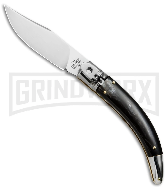 AGA Campolin Diana Dark Horn Lever Lock Automatic Knife - Satin Plain 3 AGA Campolin Diana Dark Horn Lever Lock Automatic Knife - Satin Plain