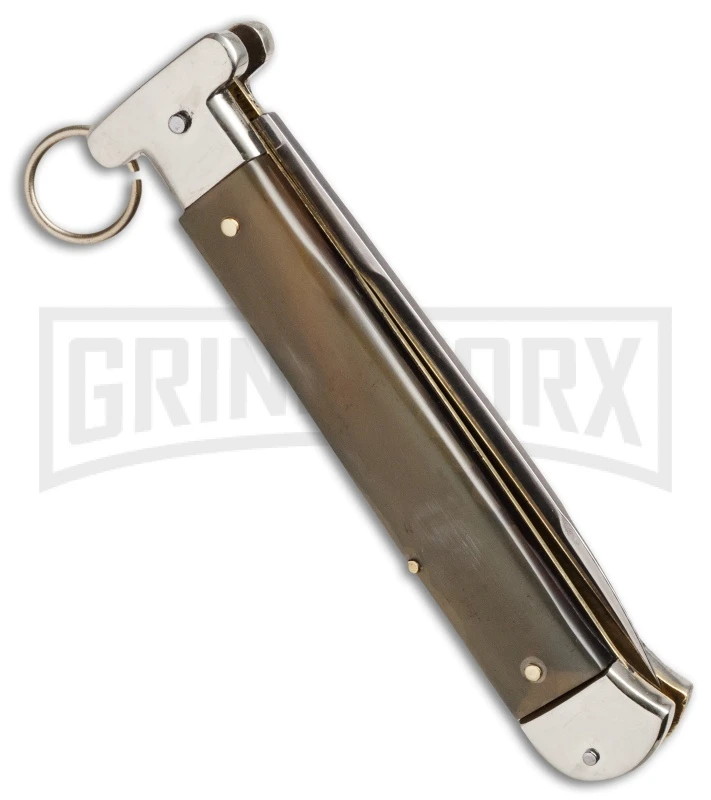 AGA Campolin 9" Francese Ring Pull Brazilian Horn Automatic Knife - Flat 4 AGA Campolin 9" Francese Ring Pull Brazilian Horn Automatic Knife - Flat - Image 2