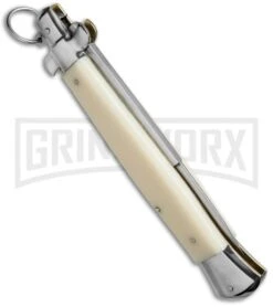 AGA Campolin 15" Italian Stiletto Sim Ivory Ring Pull Automatic Knife - Bayonet 7 AGA Campolin 15" Italian Stiletto Sim Ivory Ring Pull Automatic Knife - Bayonet -Aga Campolin stiletto 15in ring bone dl side large
